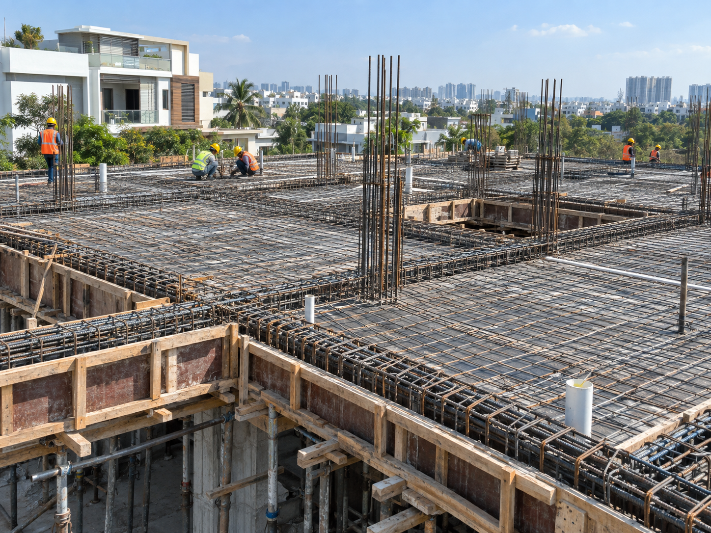 RCC slab reinforcement and formwork
